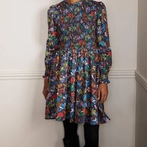 Boden Frill Neck Dandelion Smocked Dress